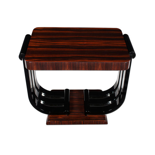 Art Deco side table - BS051 - Cygal Art Deco GmbH & Co. KG - glossy varnished wood / Macassar ebony / waxed wood base