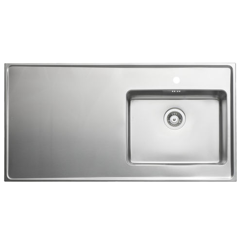 Single-bowl kitchen sink - QUBE : QF12 - Intra Teka - with drainboard / stainless steel / overmount