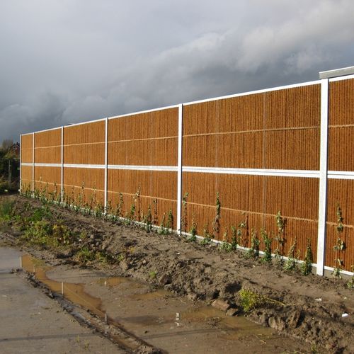 Noise barrier with modular panels - KOKOWALL® HIGH ABSORPTION - Kokosystems BV - prefab / galvanised steel / coir