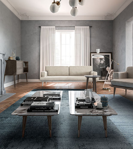 Contemporary coffee table - PARIS 2020 - Callesella - oak / brass / marble