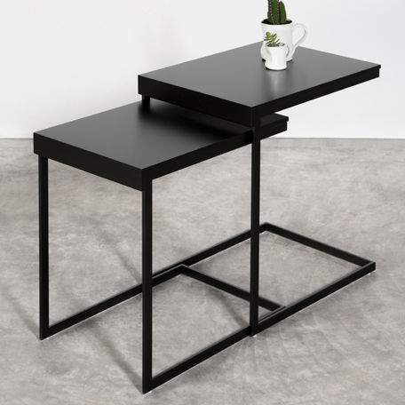 Contemporary nesting tables - CLIP - MASIS - wooden / chromed metal / rectangular