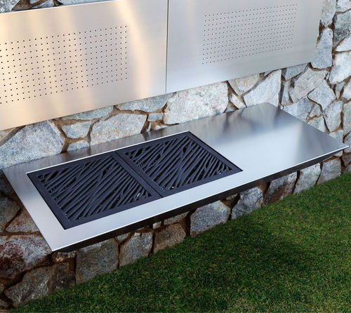 Charcoal barbecue - STROMBOLI  - Fesfoc - wall-mounted / built-in / stainless steel