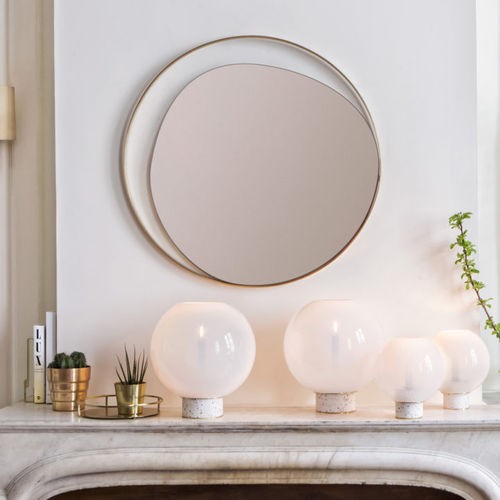 Wall-mounted mirror - ELLIPSE - Red Edition - contemporary / round / brass