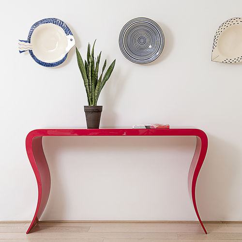 Contemporary sideboard table - BELLA - R&J Luxe Furniture - aluminum / aluminum base / rectangular