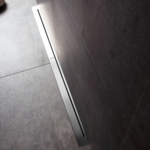 Brushed stainless steel linear shower drain - NANO WALL - ESS Easy Drain - high-resistance
