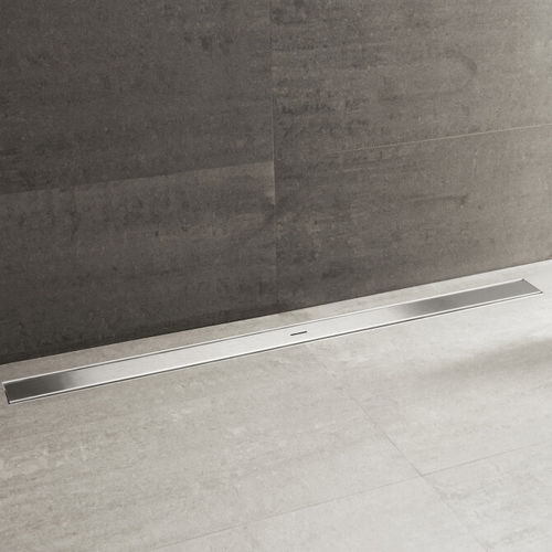 Brushed stainless steel linear shower drain - ZERO - ESS Easy Drain - high-resistance