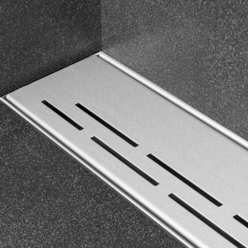 Brushed stainless steel linear shower drain - MULTI WALL EXCENTER - ESS ...