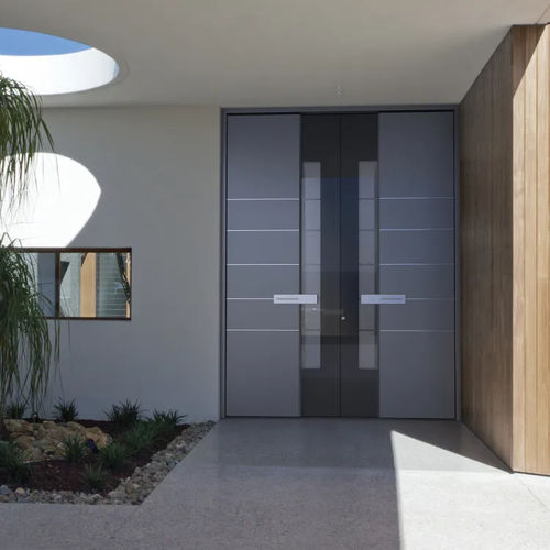 Aluminum door - Ultimum Multilevel 505 GLASS - Pirnar - entry / tempered glass / stainless steel