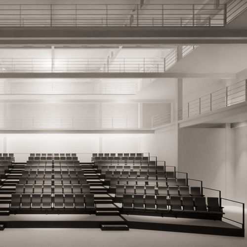 Retractable stadium seating - POLYGONAL - Quinette Gallay - telescopic / steel / straight