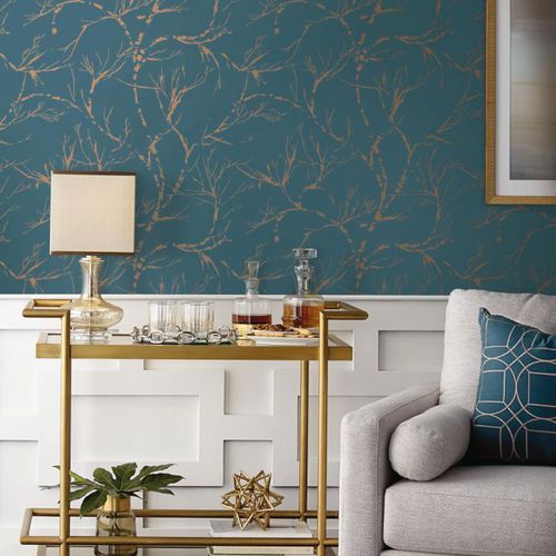 Contemporary Wallpaper White Pine Unpasted York Wallcoverings In Wood Fiber Art Print Metallic Look