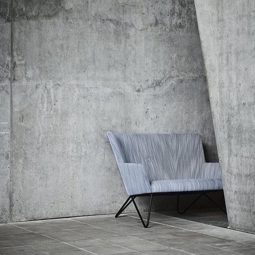 Scandinavian design upholstered bench - TOSOM - Bruunmunch Furniture ApS - fabric / leather / gray