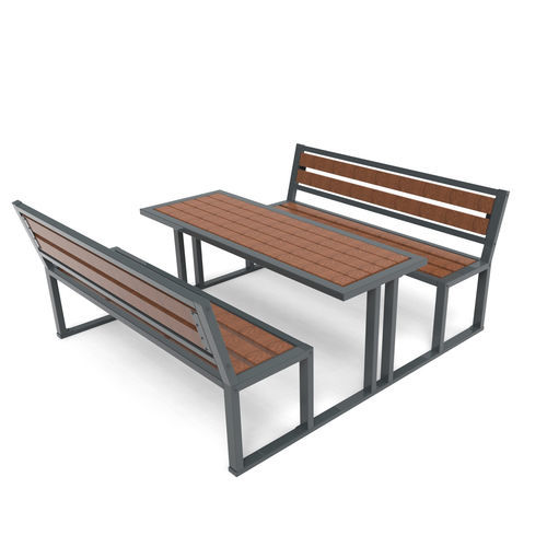 Contemporary picnic table - 0014001  - Free Kids s.c. - wooden / galvanised steel base / rectangular