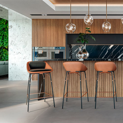 Contemporary bar chair - NERO - My Face - indoor / acrylic fabric / leather