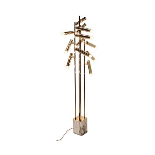 Floor-standing lamp - CYPRES - Maison Valentina - brass / chrome-plated brass / marble