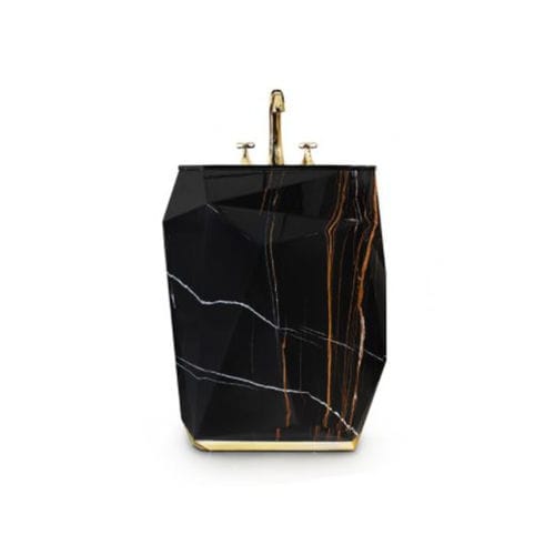 Free Standing Washbasin Diamond Faux Marble Maison Valentina Fiberglass Rectangular Contemporary