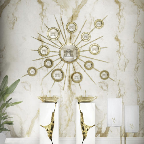 Wall-mounted mirror - APOLLO  - Maison Valentina - commercial / original design / wood with gold leaf finish