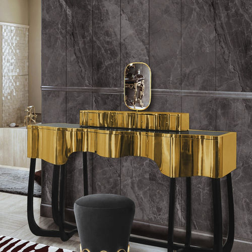 Original design sideboard table - SINUOUS - Maison Valentina - wooden / polished brass / lacquered MDF base
