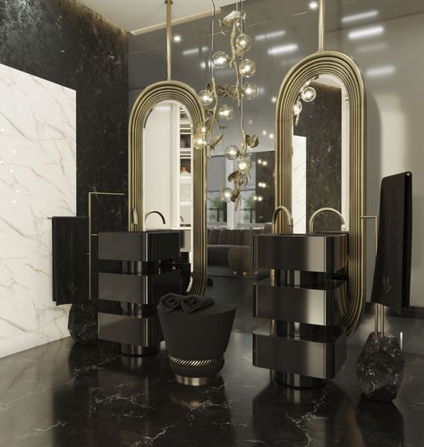 Free-standing washbasin cabinet - SHINTO - Maison Valentina - lacquered wood / marble / contemporary