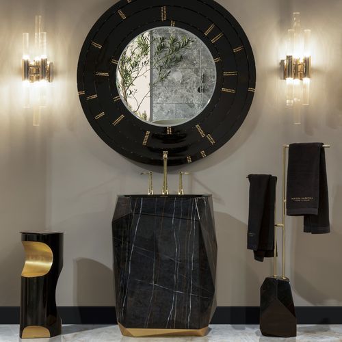 Free-standing washbasin - DIAMOND FAUX MARBLE  - Maison Valentina - fiberglass / rectangular / 3-hole