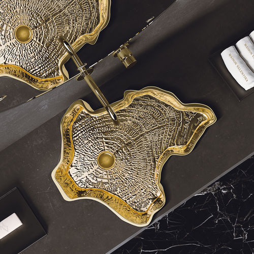 Countertop washbasin - EDEN - Maison Valentina - cast aluminum / gold-plated aluminum / organic