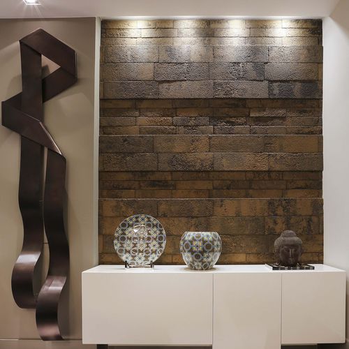 Interior wall-covering - ECOBRICK GREZZO - Castelatto - exterior / concrete / textured