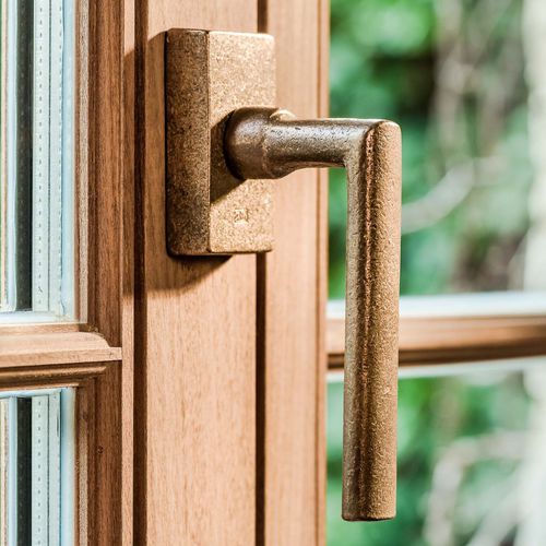 Tilt-and-turn window handle - PH1930 /32Q - Dauby - aged iron / raw metal / white bronze