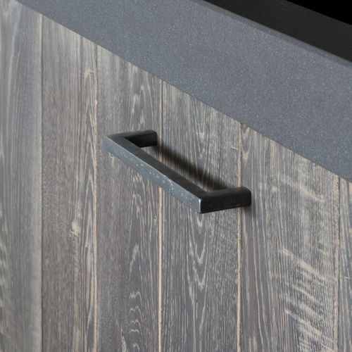 Aged iron furniture handle - PMQ-160 - Dauby - raw metal / white bronze / raw bronze