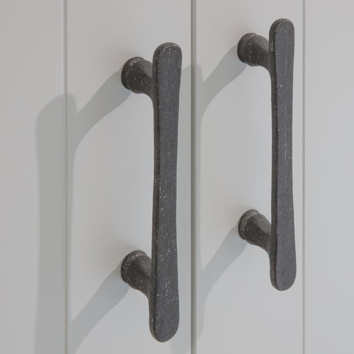 Aged iron furniture handle - PMBU-128 - Dauby - raw metal / white bronze / raw bronze