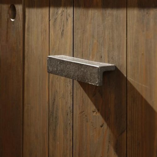 Aged iron furniture handle - PML96/150  - Dauby - raw metal / white bronze / raw bronze