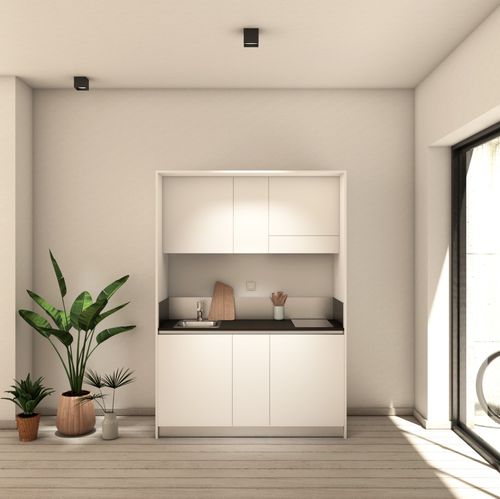 Modern kitchenette - ARIA 154 - MiniCucine.com - compact / melamine / monobloc