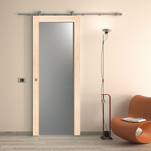 Interior door - PLENIA - Flessya - solid wood / sliding / glazed