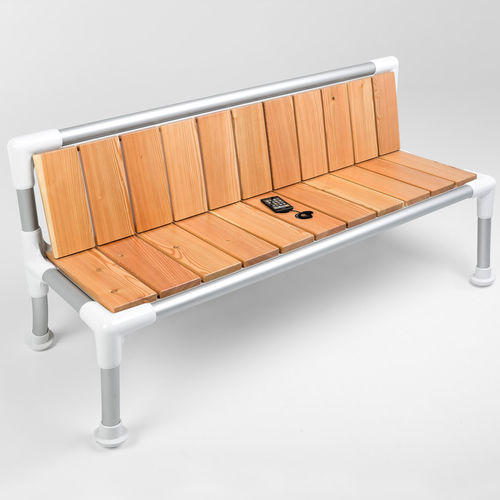 Contemporary public bench - SMART - Kreal - wooden / aluminum / with backrest