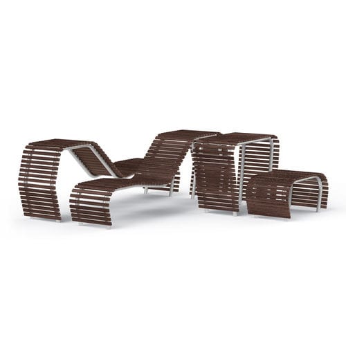 Contemporary public bench - WAVE - Kreal - wooden / aluminum / modular