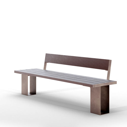 Contemporary public bench - LIBERTY RECY - THE ITALIAN LAB SRL - sheet steel / recycled plastic / with backrest
