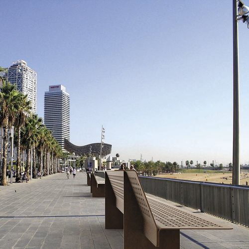 Contemporary public bench - ELES - THE ITALIAN LAB SRL - galvanised steel / powder-coated steel / sheet steel