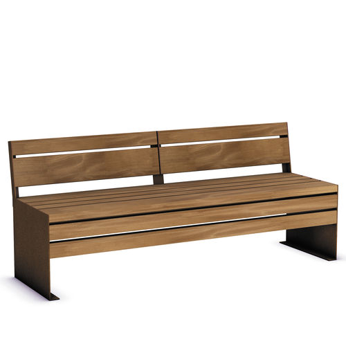 Contemporary public bench - ETIC 2 - THE ITALIAN LAB SRL - exotic wood / sheet steel / with backrest