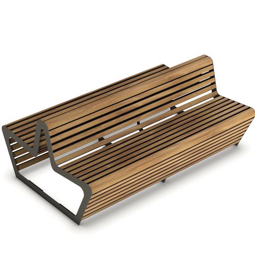Contemporary public bench - WOODY TWINS - THE ITALIAN LAB SRL - exotic wood / steel / stainless steel
