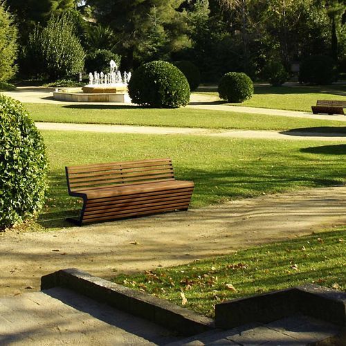 Contemporary public bench - WOODY - THE ITALIAN LAB SRL - galvanised steel / stainless steel / exotic wood