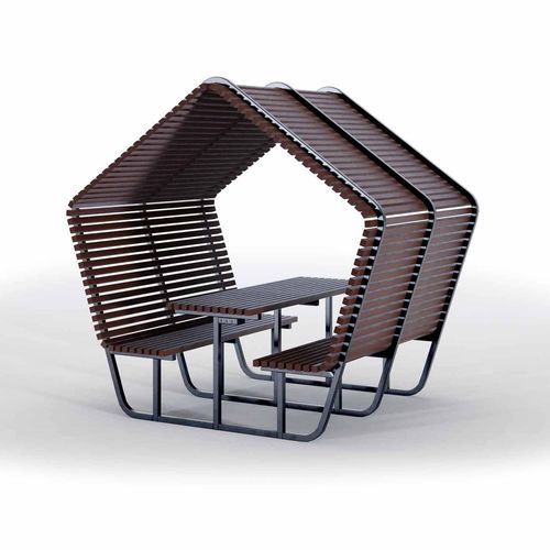 Sheltered table - URBAN RECY - THE ITALIAN LAB SRL - contemporary / recycled plastic / steel base