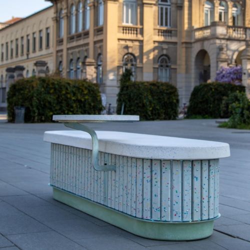Contemporary public bench - LUXURY - THE ITALIAN LAB SRL - recycled plastic / sheet steel / concrete