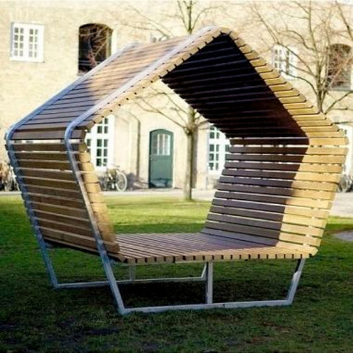 Contemporary public bench - URBAN SHELTER RELAX - THE ITALIAN LAB SRL - composite material / galvanised steel / wooden