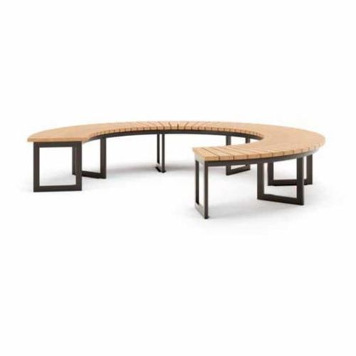 Powder-coated steel public bench - CIRCLE - THE ITALIAN LAB SRL - stainless steel / exotic wood / steel