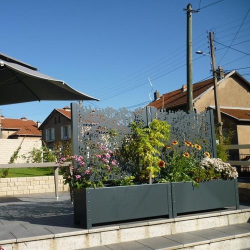 Aluminum planter - Ambellya Chatelaîne - GYT - rectangular / contemporary / gray