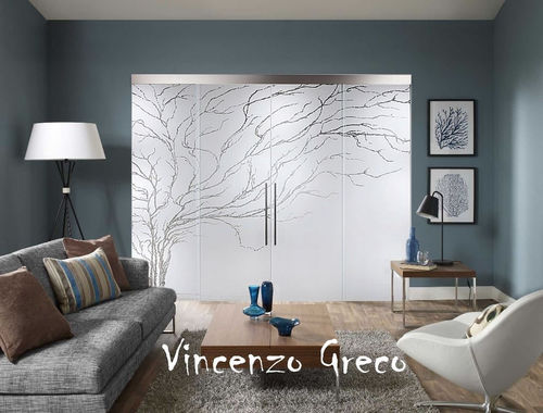 Interior door - Vincenzo Greco - glass / sliding / glazed