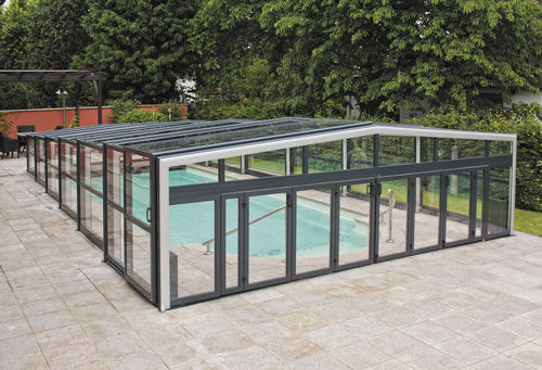 High swimming pool enclosure - ATLAS - Gullberg & Jansson AB - aluminum / motorized