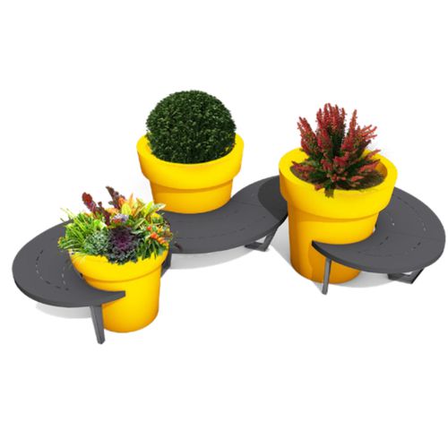 Contemporary public bench - Set Tri 120/120/95 - Terra Group - galvanised steel / without backrest / without armrests