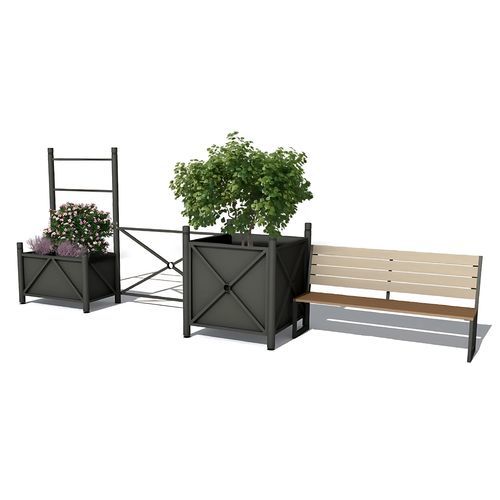 Contemporary public bench - Urbana Set 1 Urban Furniture - Terra Group - wooden / steel / with backrest