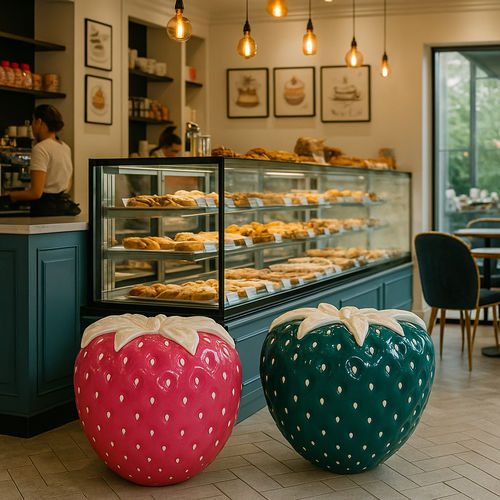 Fiberglass sculpture - STRAWBERRY - Terra Group - floor-mounted / free-standing / floor-standing