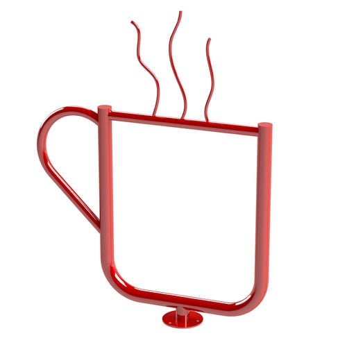 Floor-mounted bike rack - COFFEE CUP - Madrax - original design / for public space / powder-coated steel