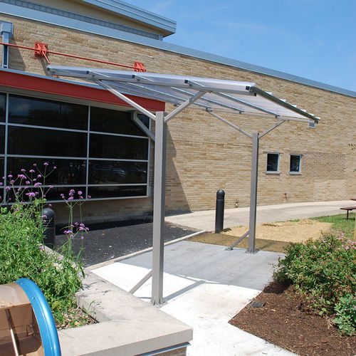 Polycarbonate canopy cycle shelter - WINGRA - Madrax - steel / for public space